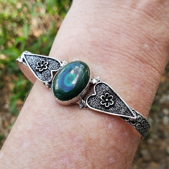 New Malachite 925 Silver Open Cuff Bracelet. - Picture 11 of 15